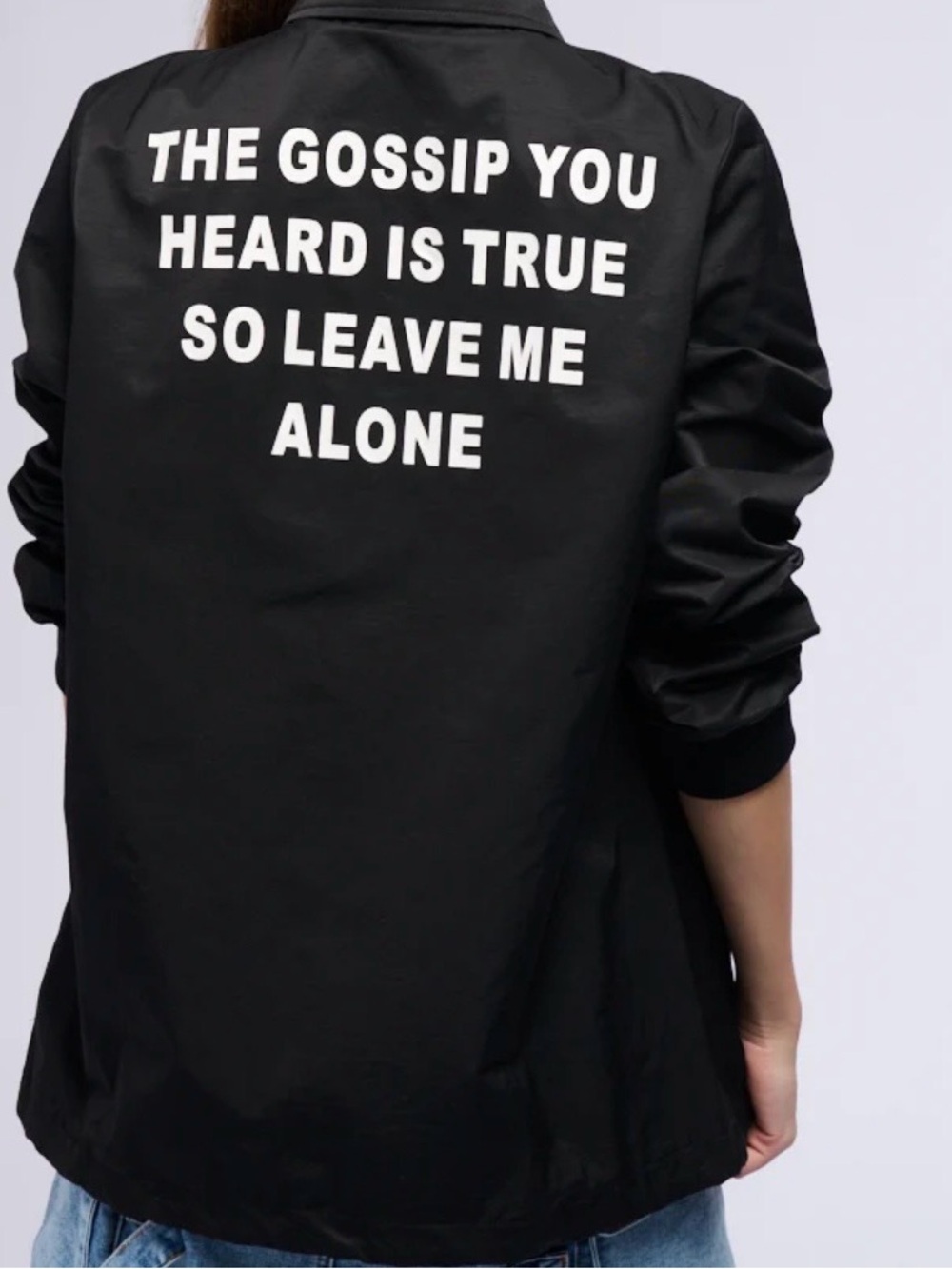 Black Graphic Women’s Jacket- 'The Gossip You Heard'